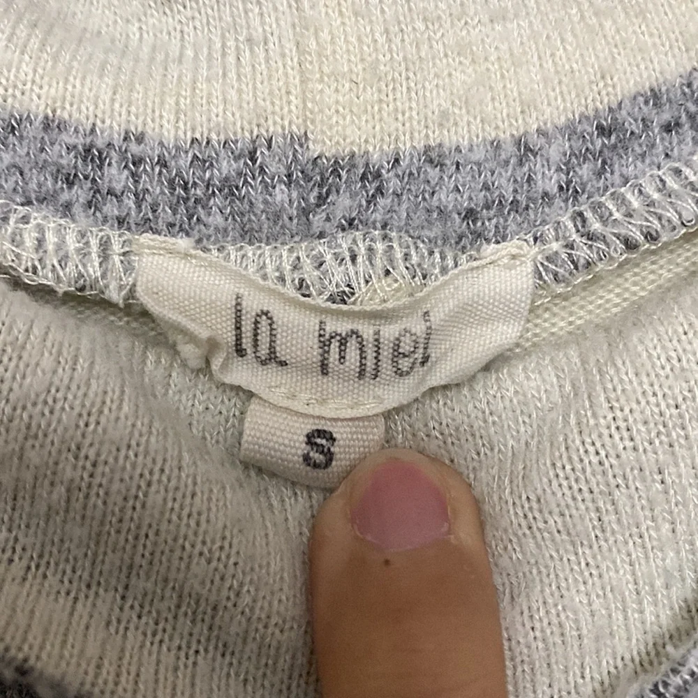 la miel Striped Sweater Loose Turtleneck Small - Picture 3 of 5
